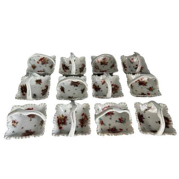 (12) Vintage Porcelain Nut Baskets Salt Bowls Japan Arbaugh’s 1930s Flowers Box - Picture 1 of 16